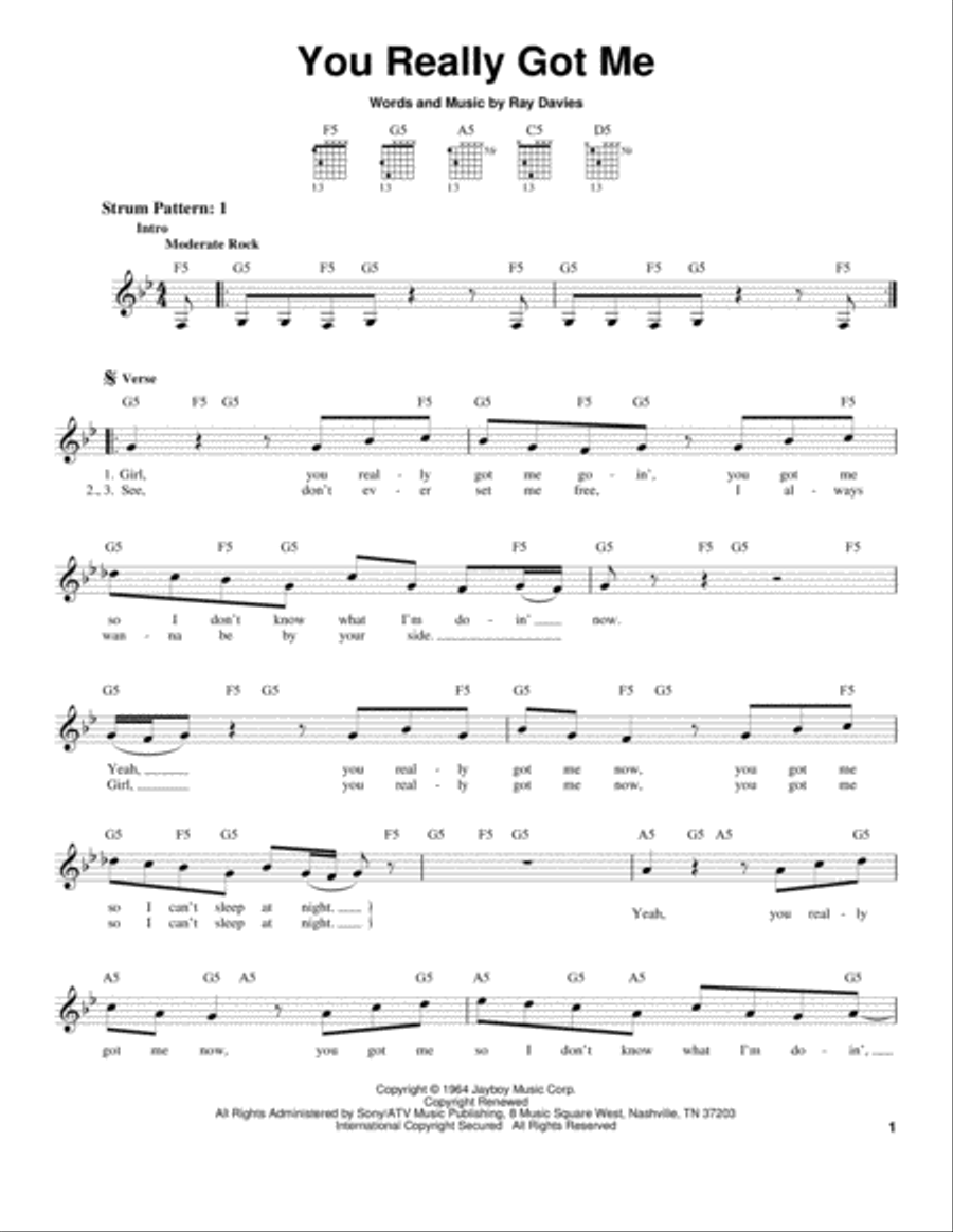 You Really Got Me You Really Got Me Acoustic Guitar scores gallery preview page 1