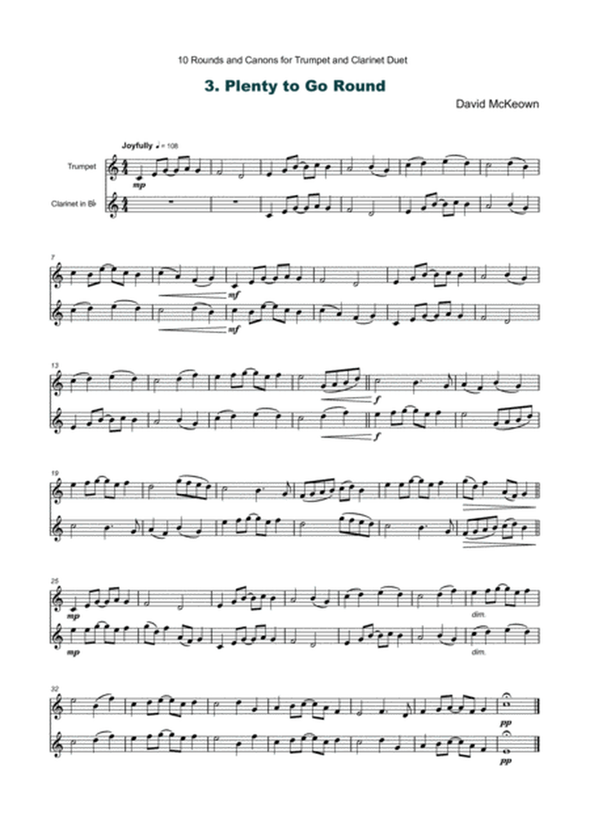 10 Rounds and Canons for Trumpet and Clarinet Duet