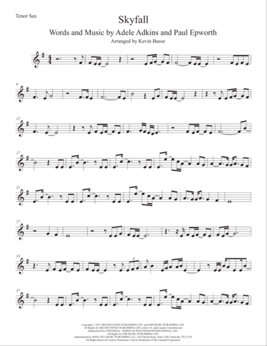 Skyfall Tenor Saxophone scores gallery preview page 1