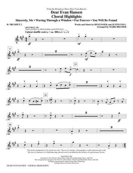 Dear Evan Hansen (Choral Highlights) - Bb Trumpet 2