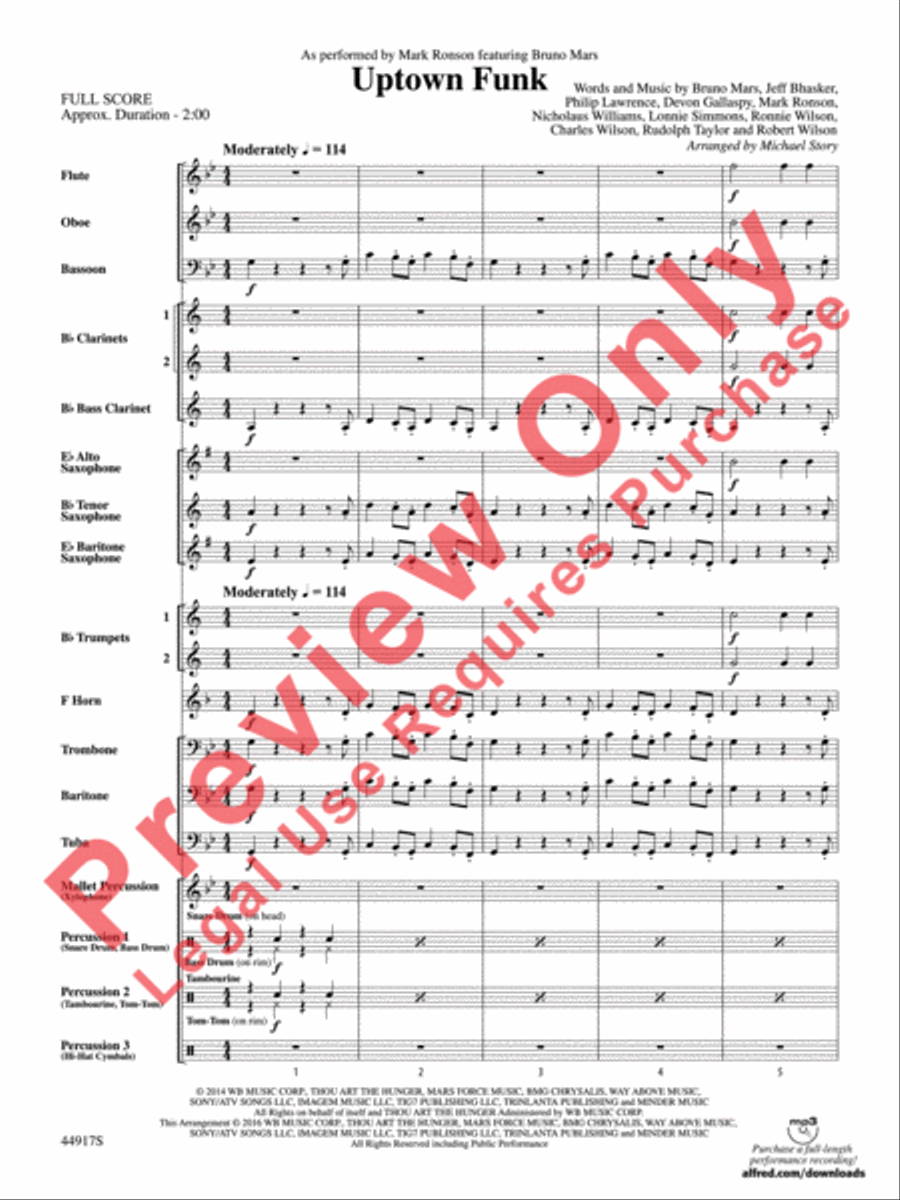 Uptown Funk Concert Band scores gallery preview page 4
