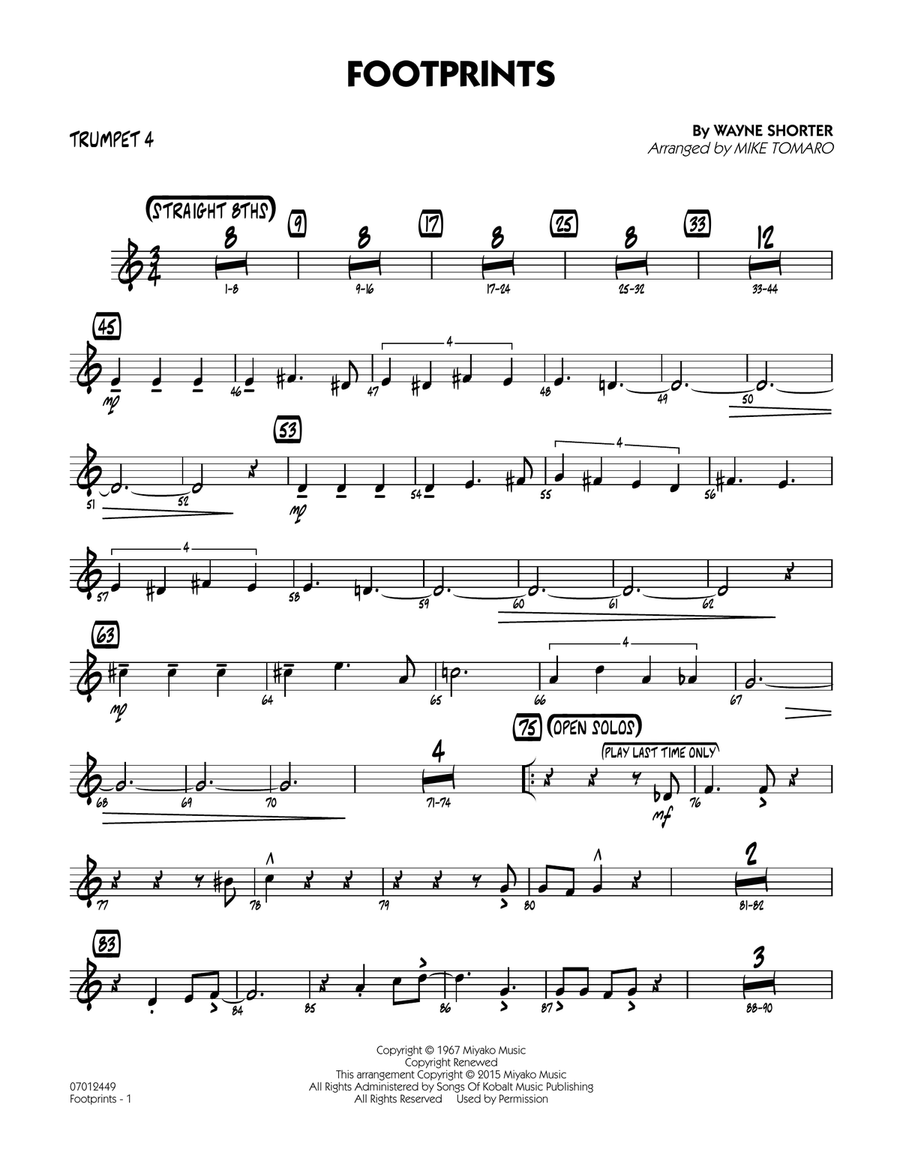Footprints - Trumpet 4 Trumpet scores gallery preview page 1