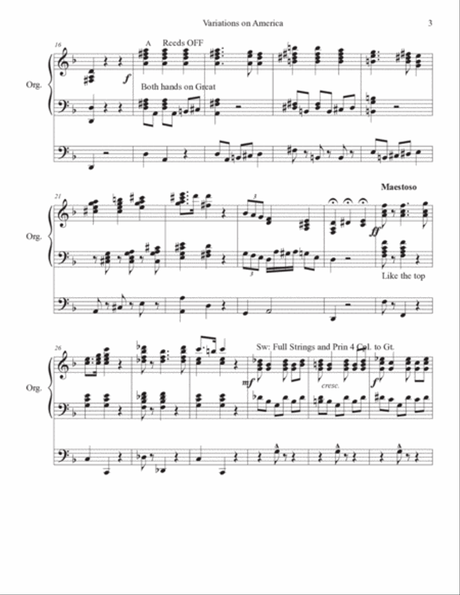 Variations on America. Organ Solo Organ Solo scores gallery preview page 3