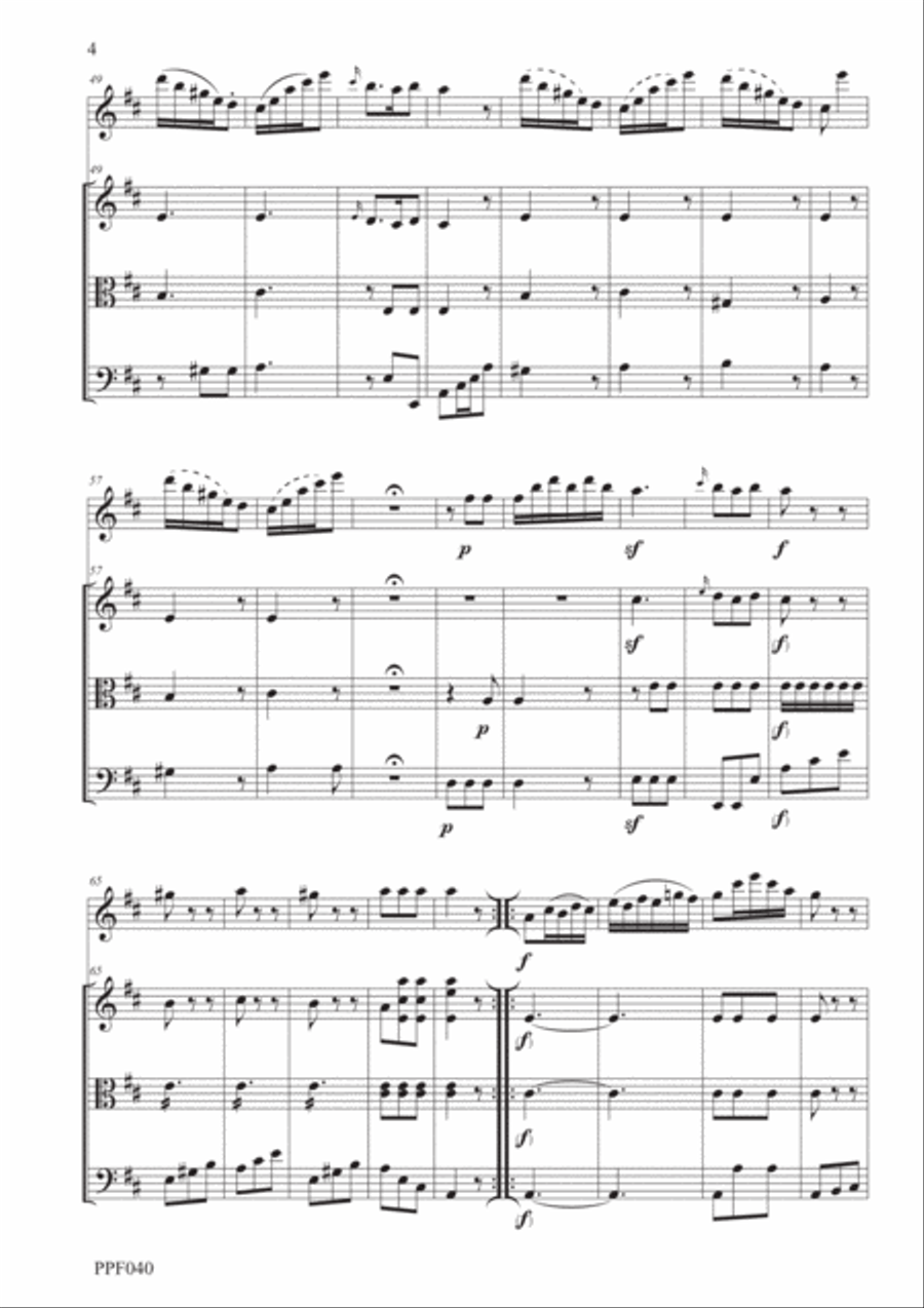 PAISIELLO QUARTET IN D MAJOR OPUS 23 No. 1 for flute, violin, viola & cello Small Ensemble scores gallery preview page 4