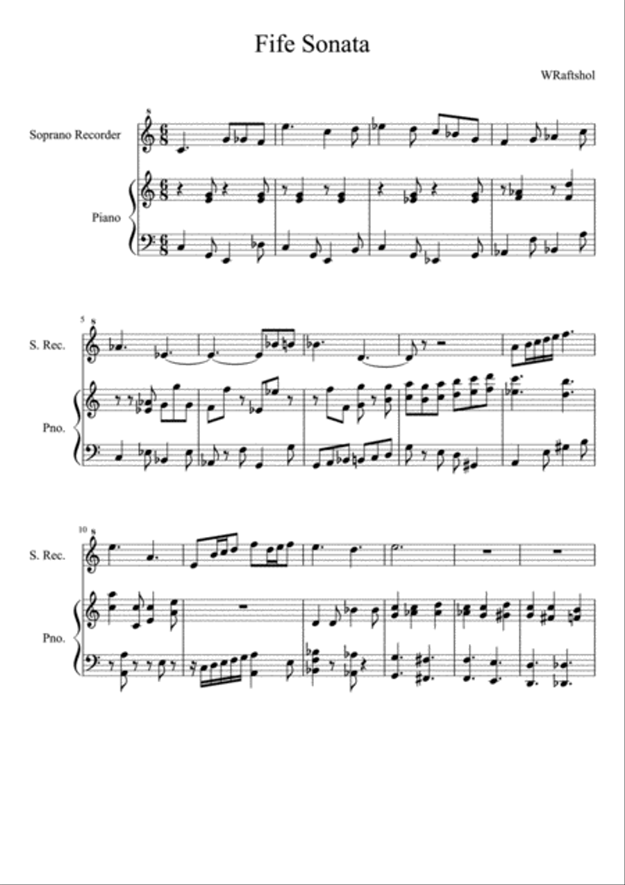 Fife Sonata Soprano Recorder scores gallery preview page 1