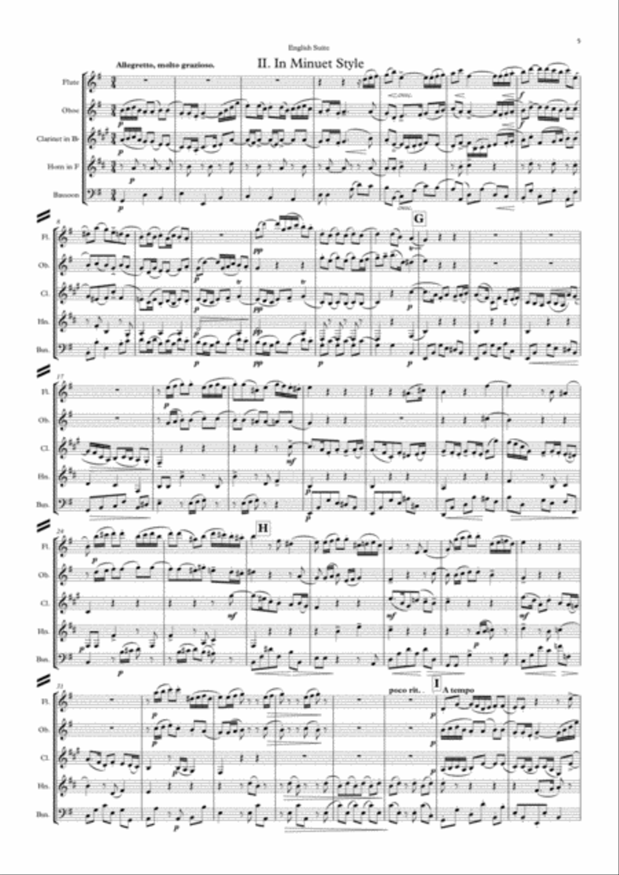 Parry: An English Suite Mvts. I to V - wind quintet Woodwind Quintet scores gallery preview page 5