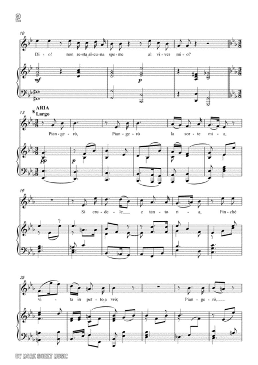 Handel-E pur così in un giorno...Piangerò la sorte mia in E flat Major,for Voice and Piano Voice Solo scores gallery preview page 4