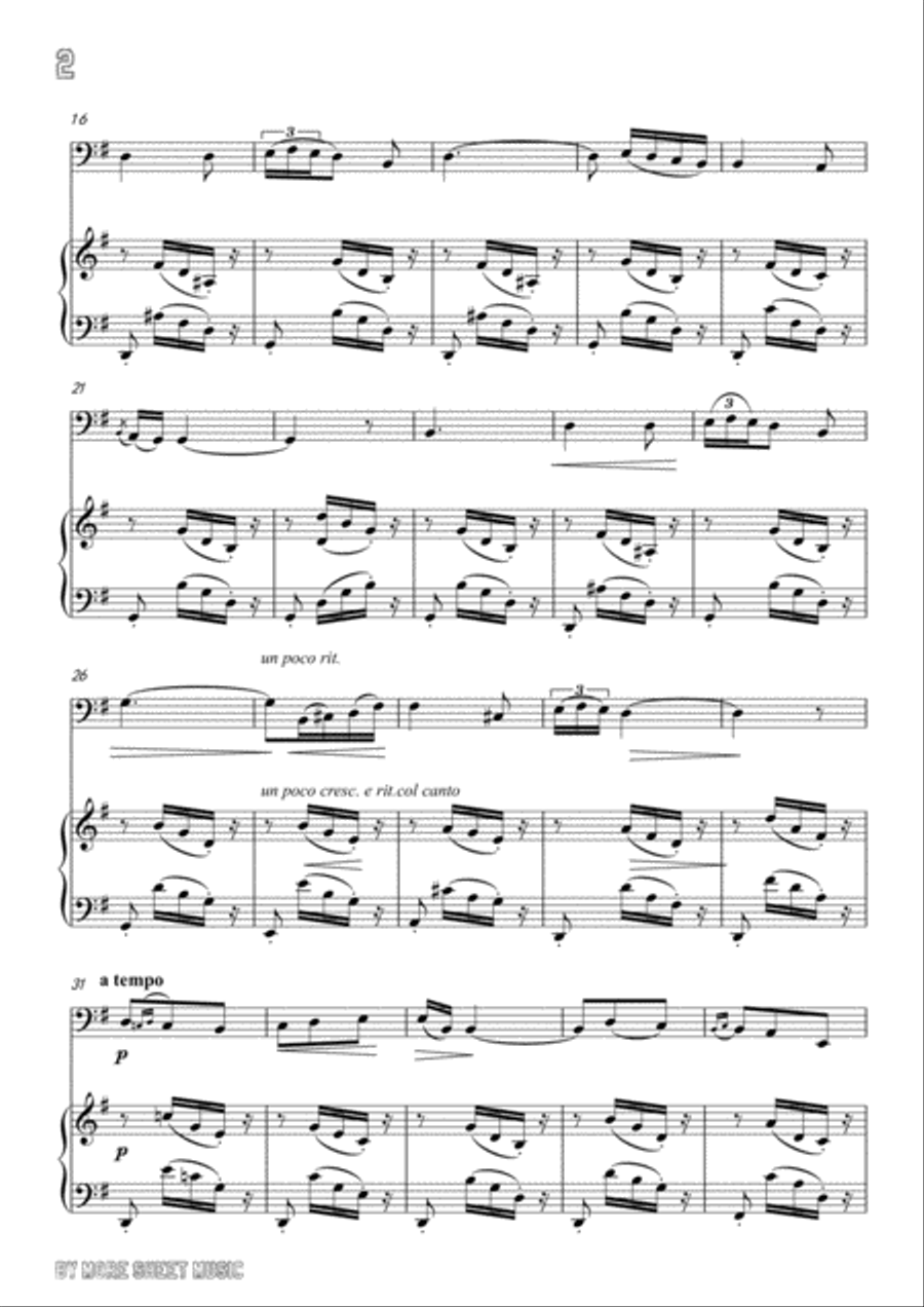 Drigo-Serenata,for Cello and Piano,for Voice and Piano Voice Solo scores gallery preview page 4