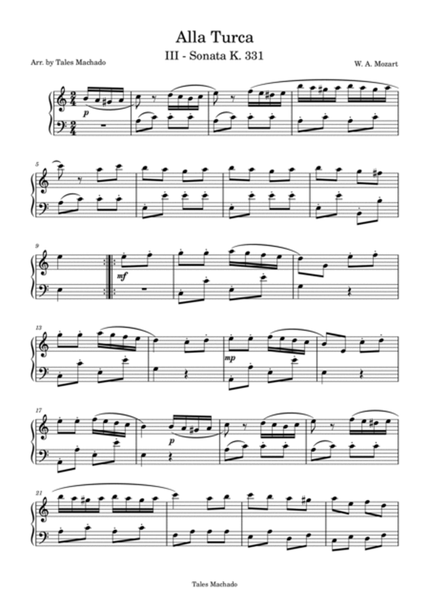 Mozart - Rondo Alla Turca | easy piano arrangement image number null