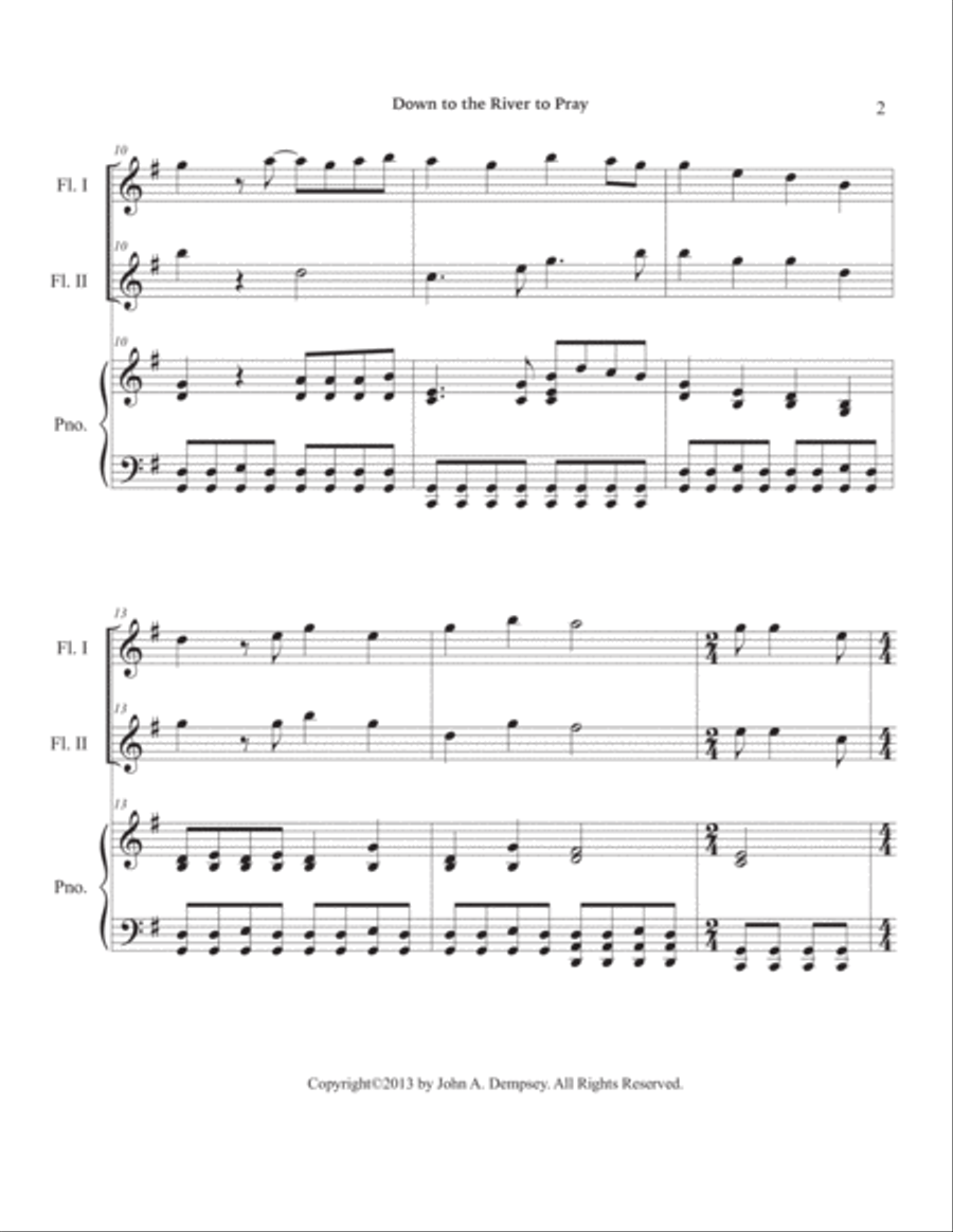 Down to the River to Pray (Trio for Two Flutes and Piano) Down to the River to Pray (Trio for Two Flutes and Piano) Woodwind Duet scores gallery preview page 6