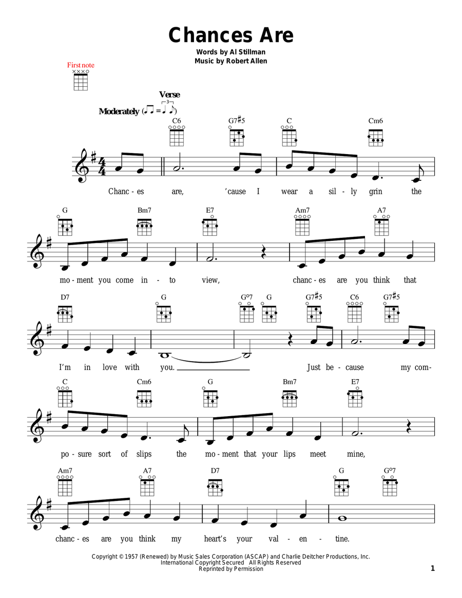 Chances Are Ukulele scores gallery preview page 1