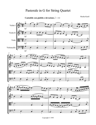 Book cover for Pastorale in G for String Quartet