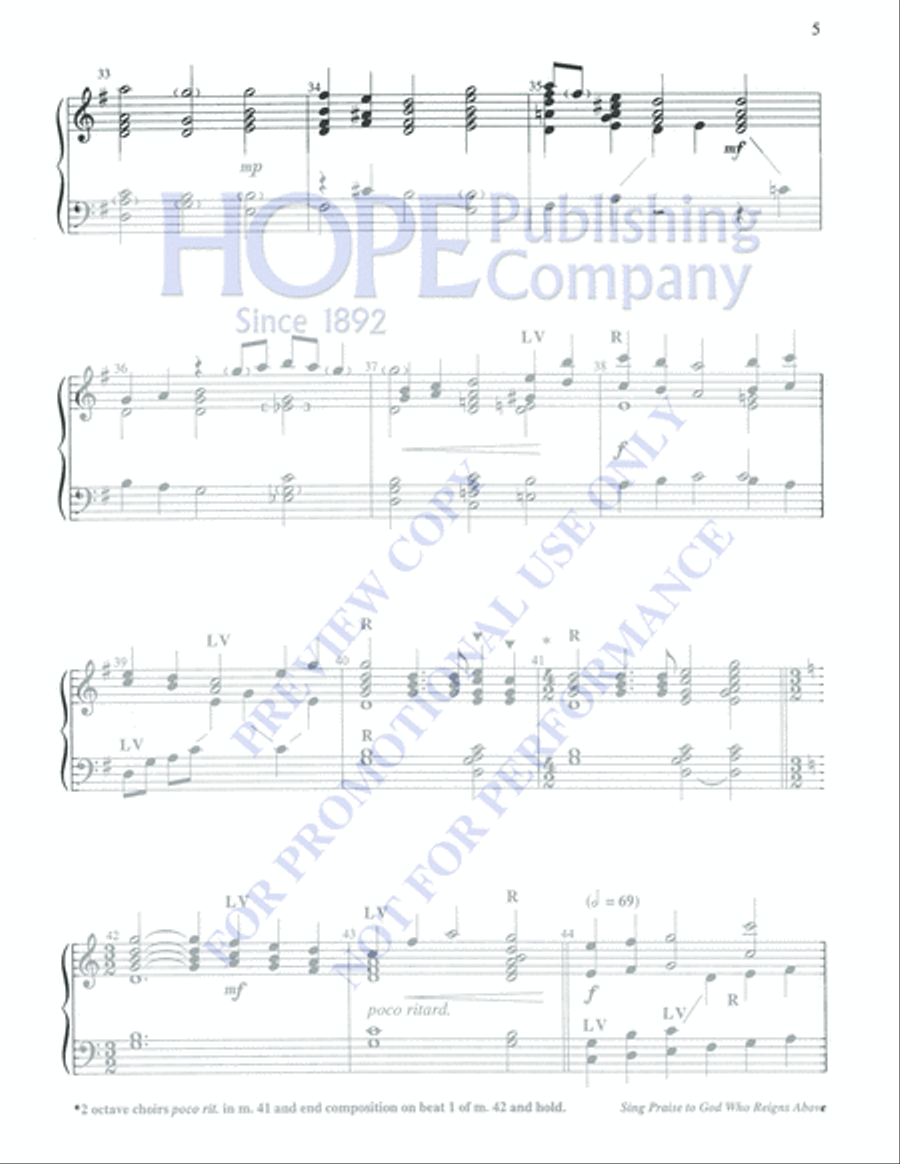 Sing Praise to God Who Reigns Above 3-Octaves scores gallery preview page 5