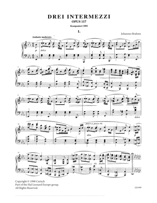 Book cover for Intermezzo in E Flat Major Op. 117 No. 1