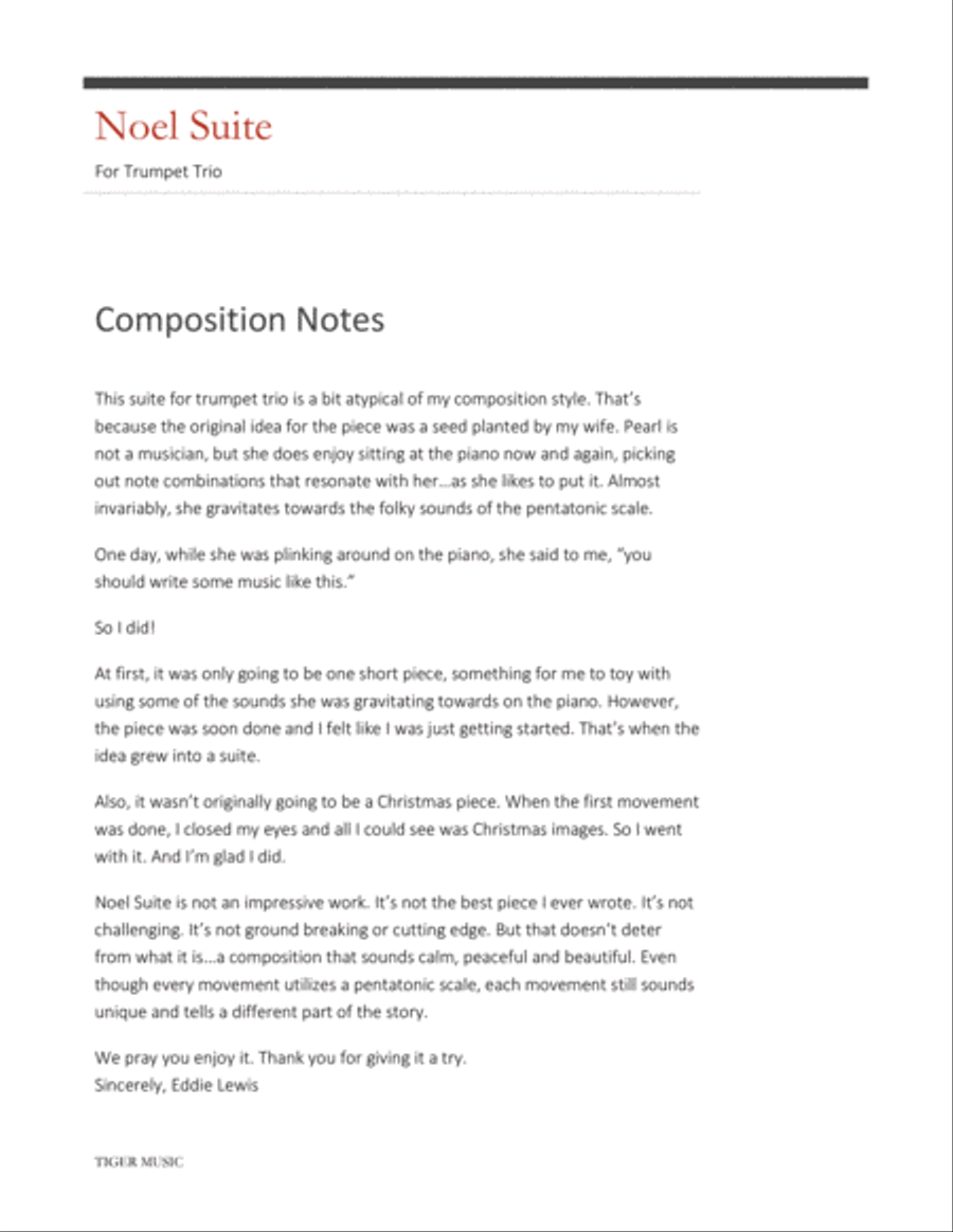 Noel Suite for Trumpet Trio by Eddie Lewis Trumpet Trio scores gallery preview page 2