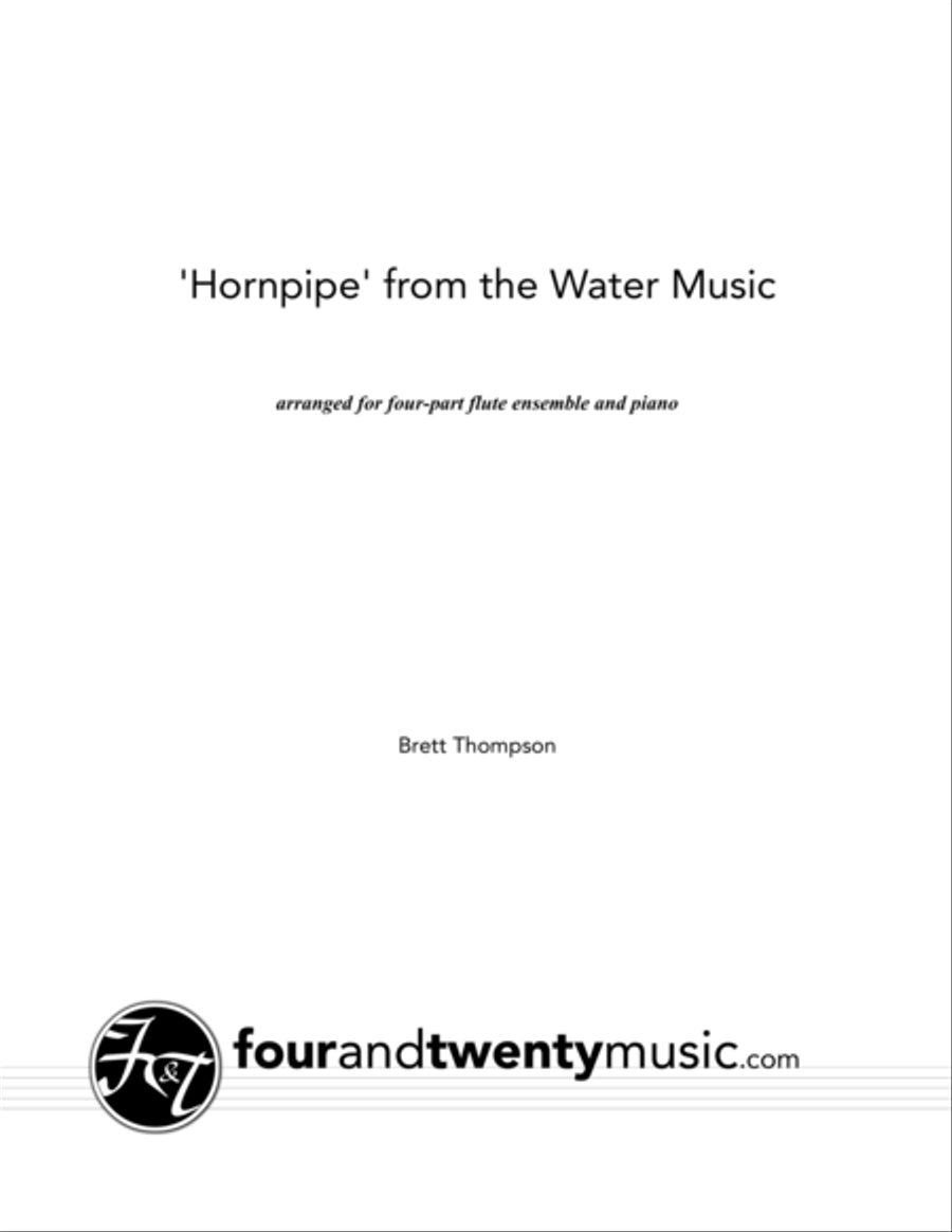 'Hornpipe' from the Water Music, arranged for four flutes and piano image number null