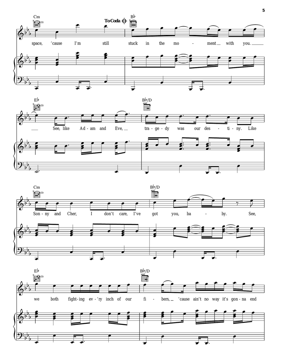 Stuck In The Moment Piano, Vocal, Guitar scores gallery preview page 5
