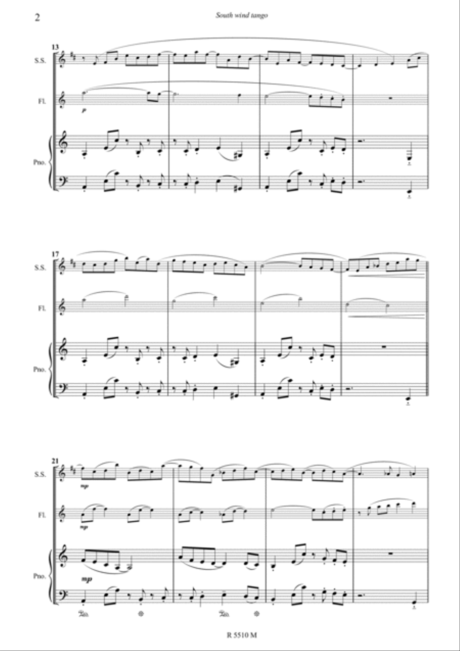 South wind tango pour soprano sax, flûte & piano Soprano Saxophone scores gallery preview page 3