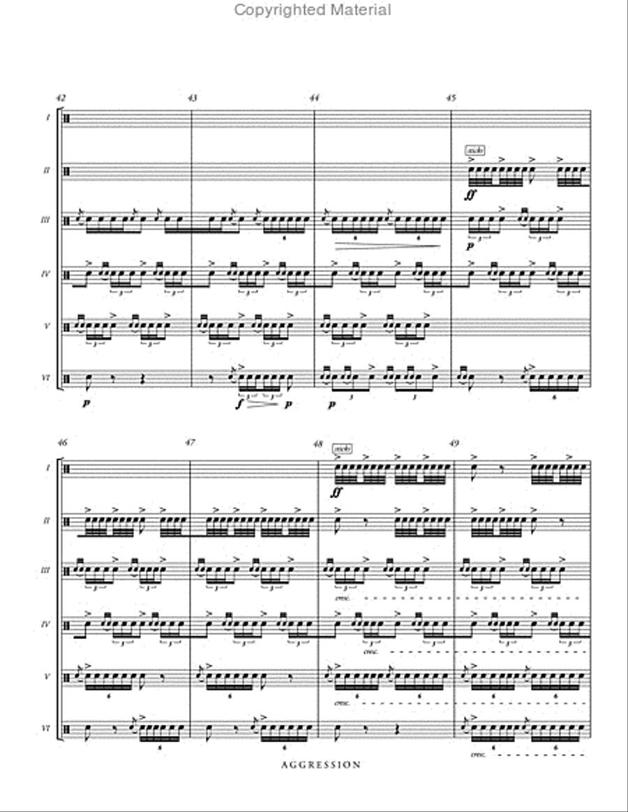 Aggression for Six Snare Drums Percussion Ensemble scores gallery preview page 9