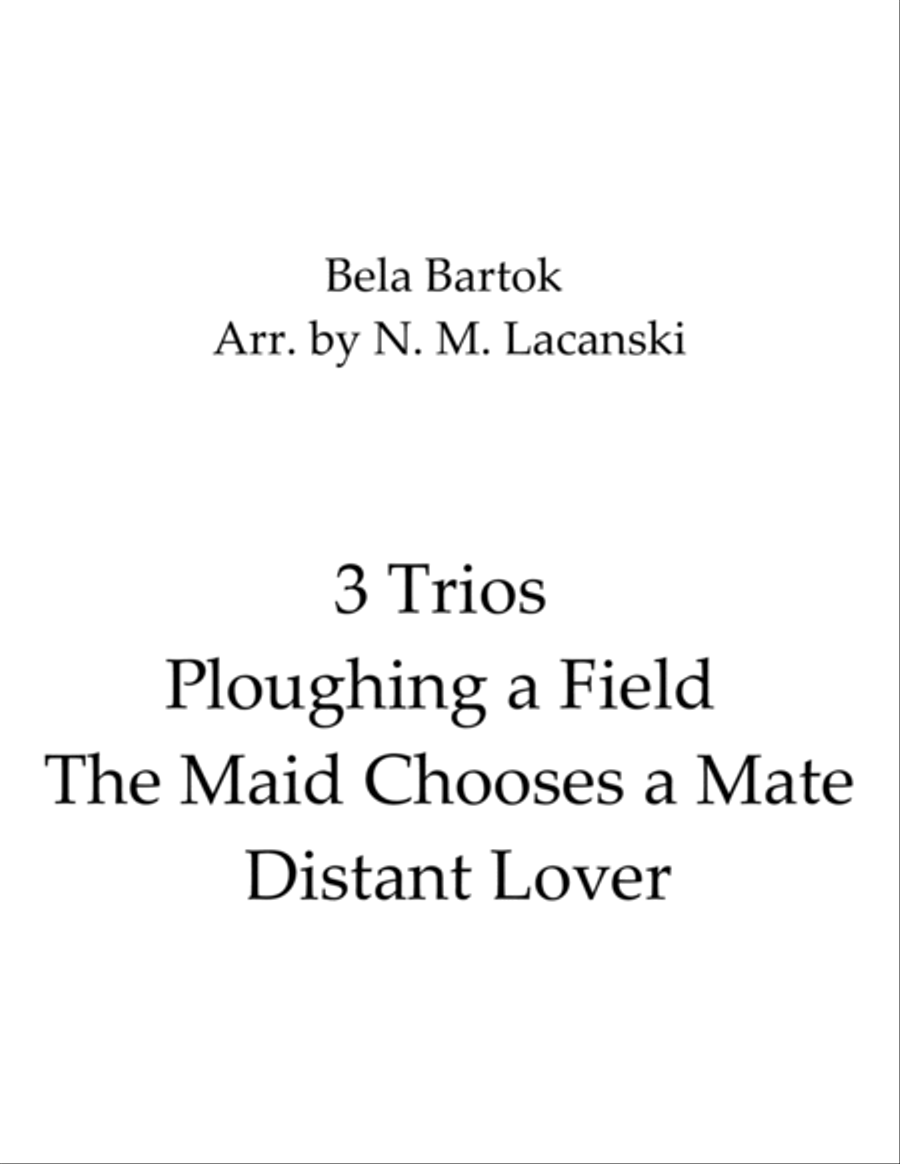 3 Trios Ploughing a Field The Maid Chooses a Mate Distant Lover String Trio scores gallery preview page 1