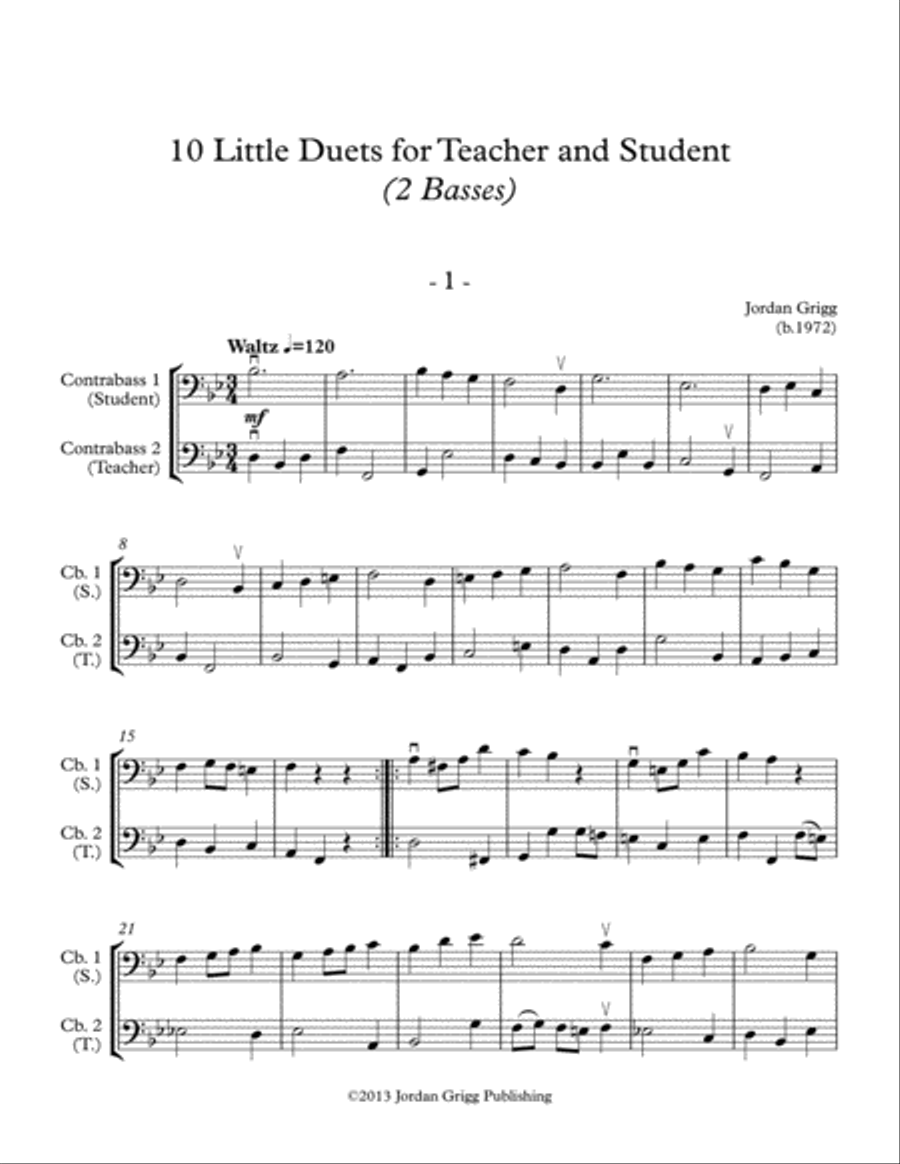 10 Little Duets for Teacher and Student (2 Basses) String Duet scores gallery preview page 1