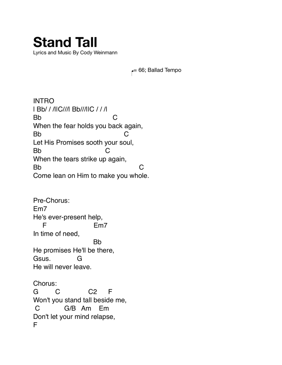 Stand Tall Lead Sheet Stand Tall Lead Sheet Piano, Vocal scores gallery preview page 1