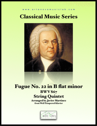 Book cover for Fugue No. 22 in B flat minor BWV 867 for String Quintet.