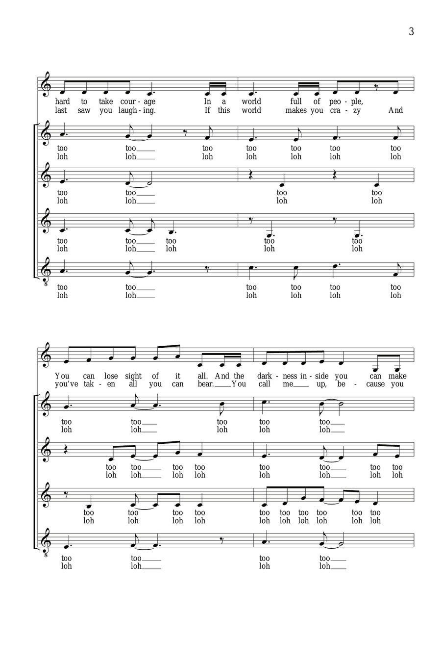True Colors (arr. Deke Sharon) SSA scores gallery preview page 2