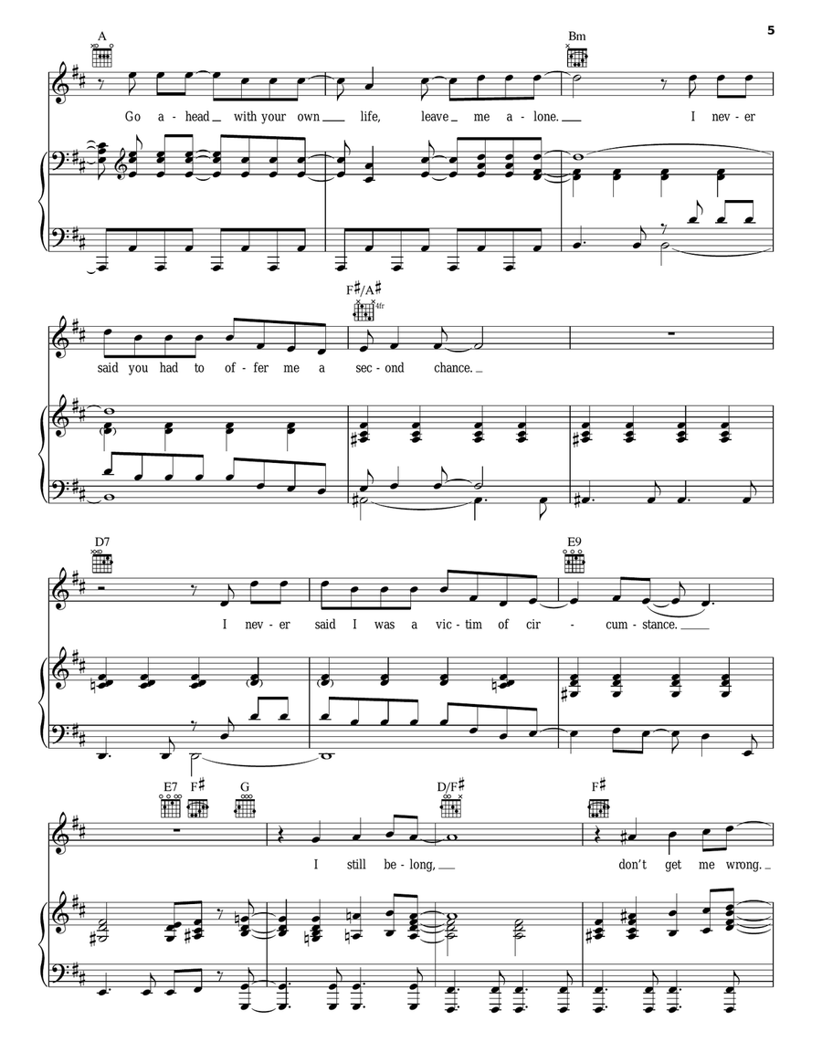 My Life Piano, Vocal, Guitar scores gallery preview page 5