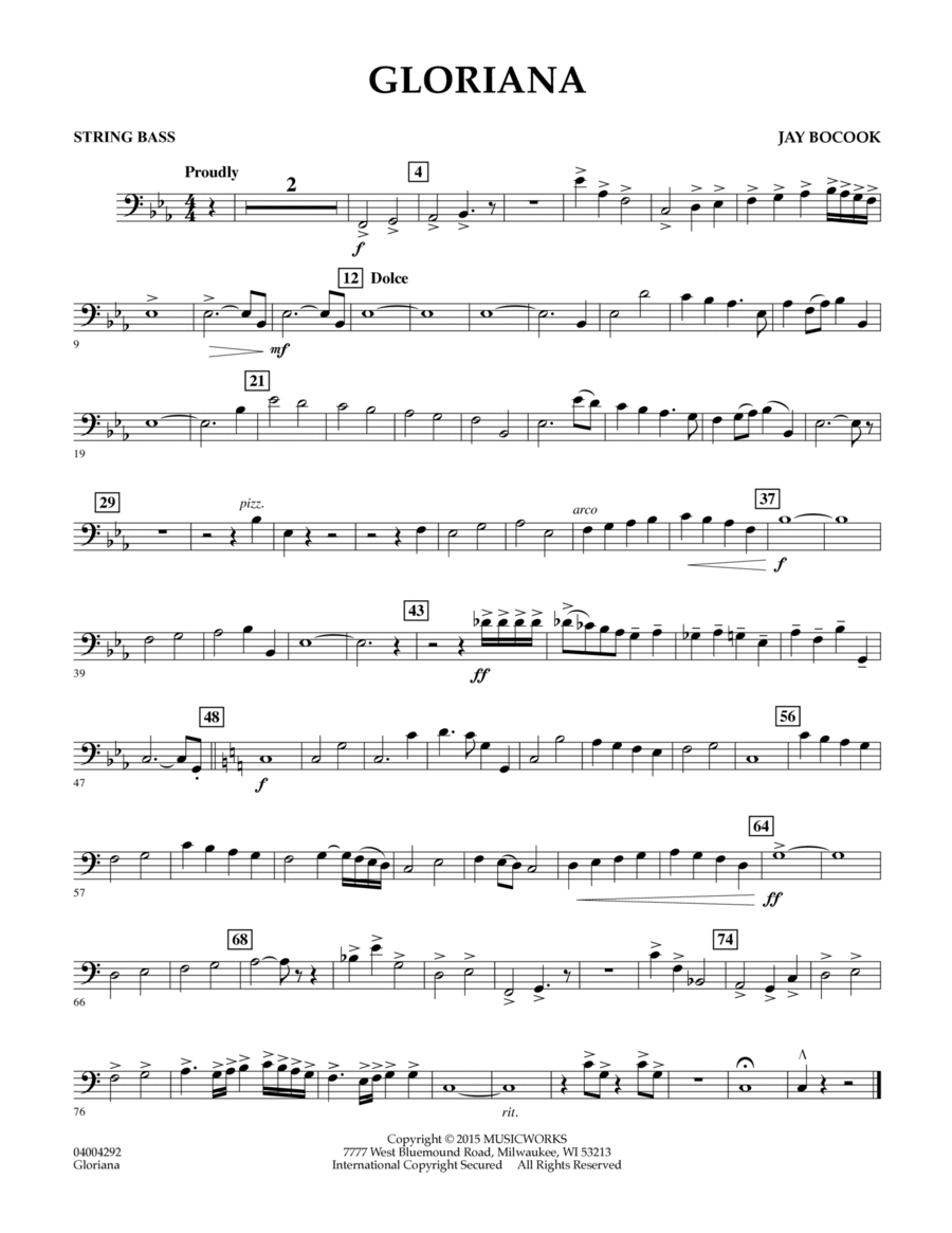Gloriana - String Bass Gloriana - String Bass Double Bass scores gallery preview page 1