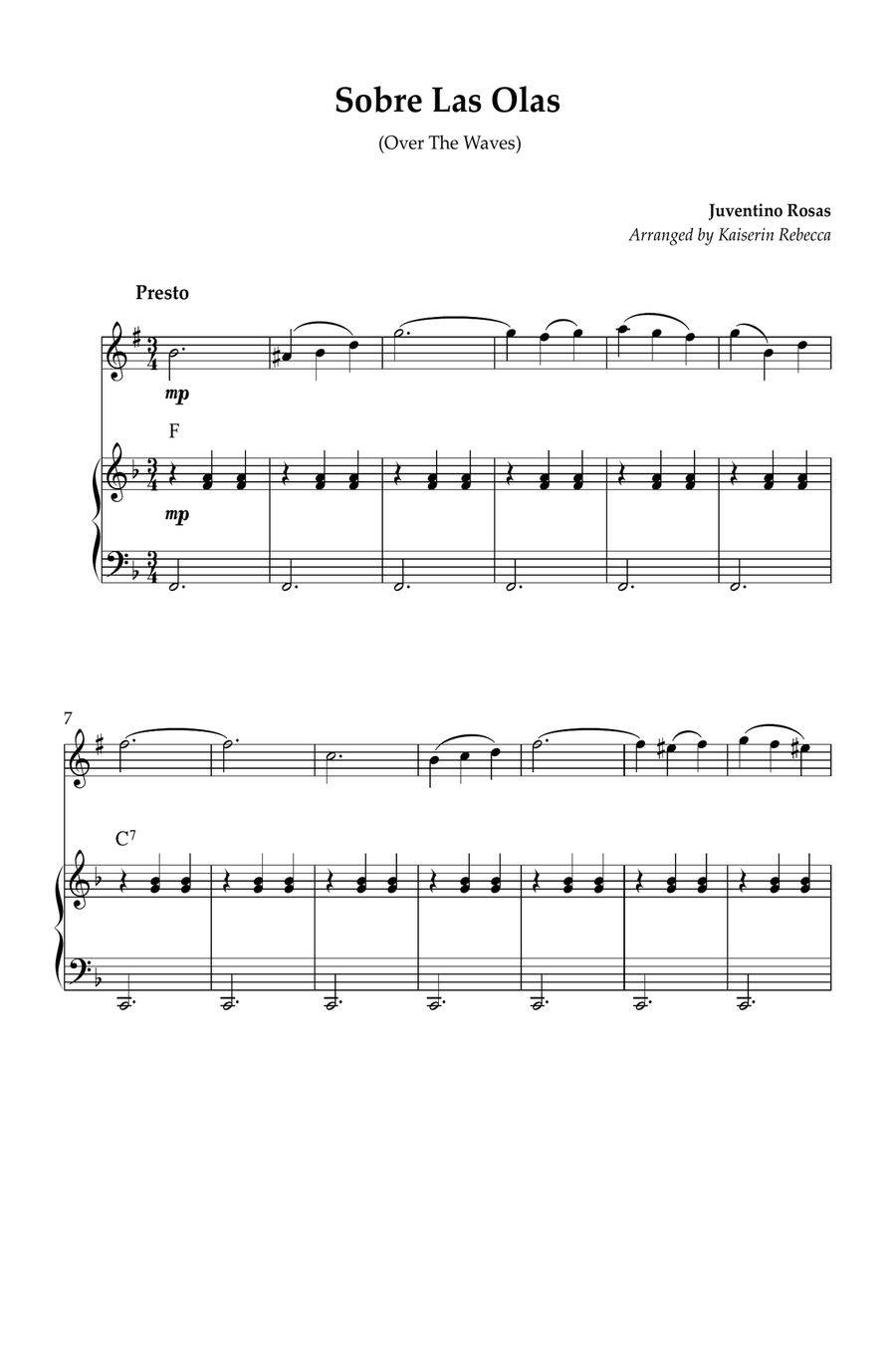 Sobre Las Olas (Over The Waves) B-Flat Clarinet scores gallery preview page 1