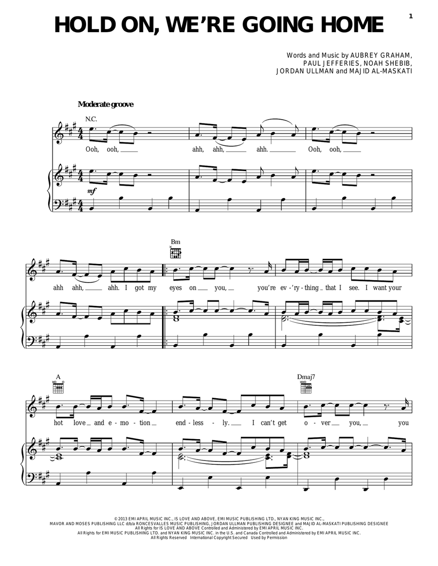 Hold On, We're Going Home Acoustic Guitar scores gallery preview page 1