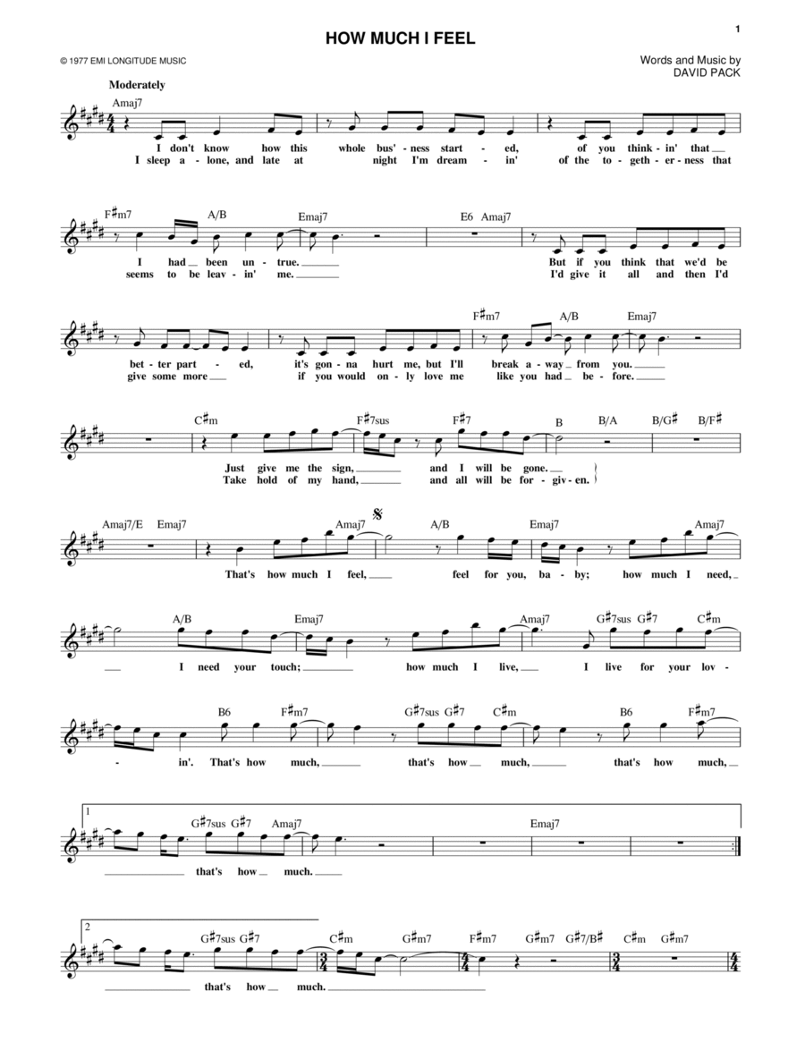 How Much I Feel Piano scores gallery preview page 1