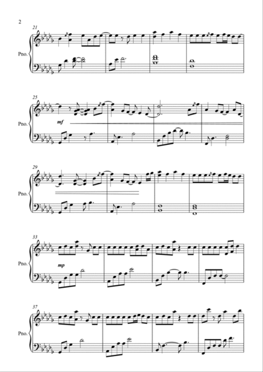 Stay Piano Solo scores gallery preview page 2