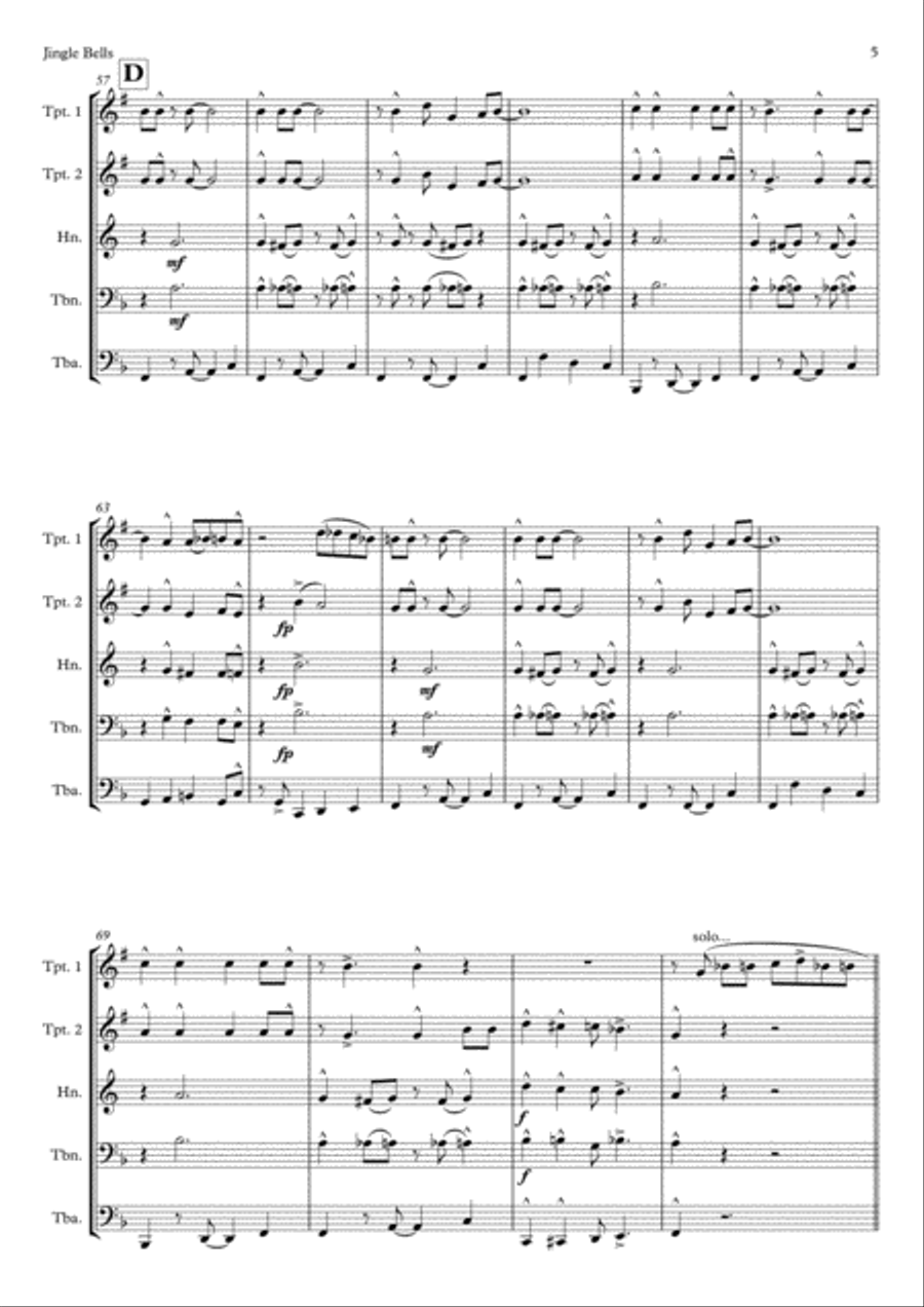 Jingle Bells - Brass Quintet Brass Quintet scores gallery preview page 6