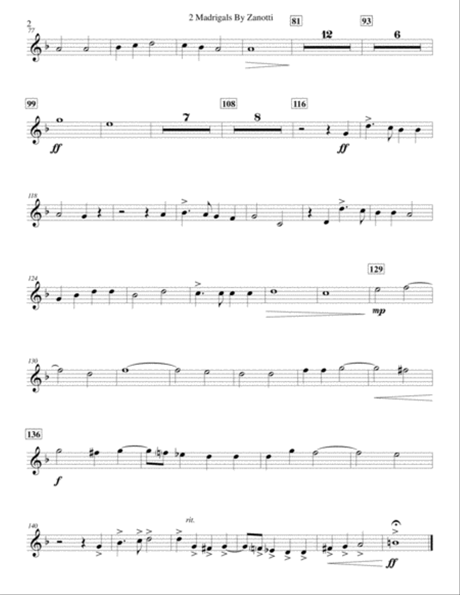 Two Madrigals By Zanotti Concert Band scores gallery preview page 4