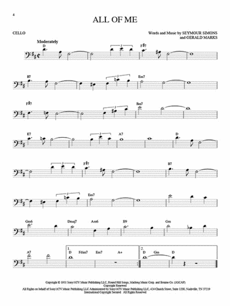 101 Jazz Songs for Cello by Various Cello - Sheet Music