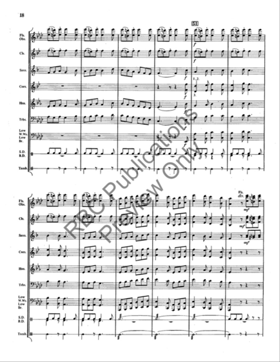 Three Old French Ballads (Score) Concert Band scores gallery preview page 19