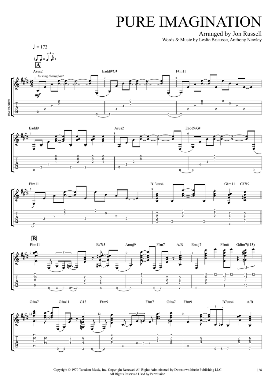 Pure Imagination Guitar Tablature scores gallery preview page 1