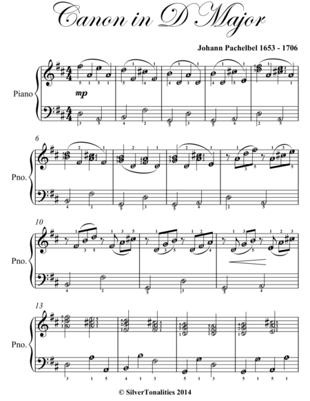Canon in D Major Elementary Piano With Easy Variations Sheet Music