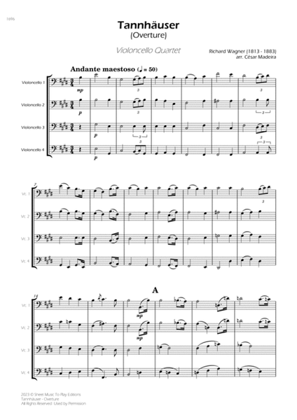 Tannhäuser (Overture) - Cello Quartet (Full Score) - Score Only image number null