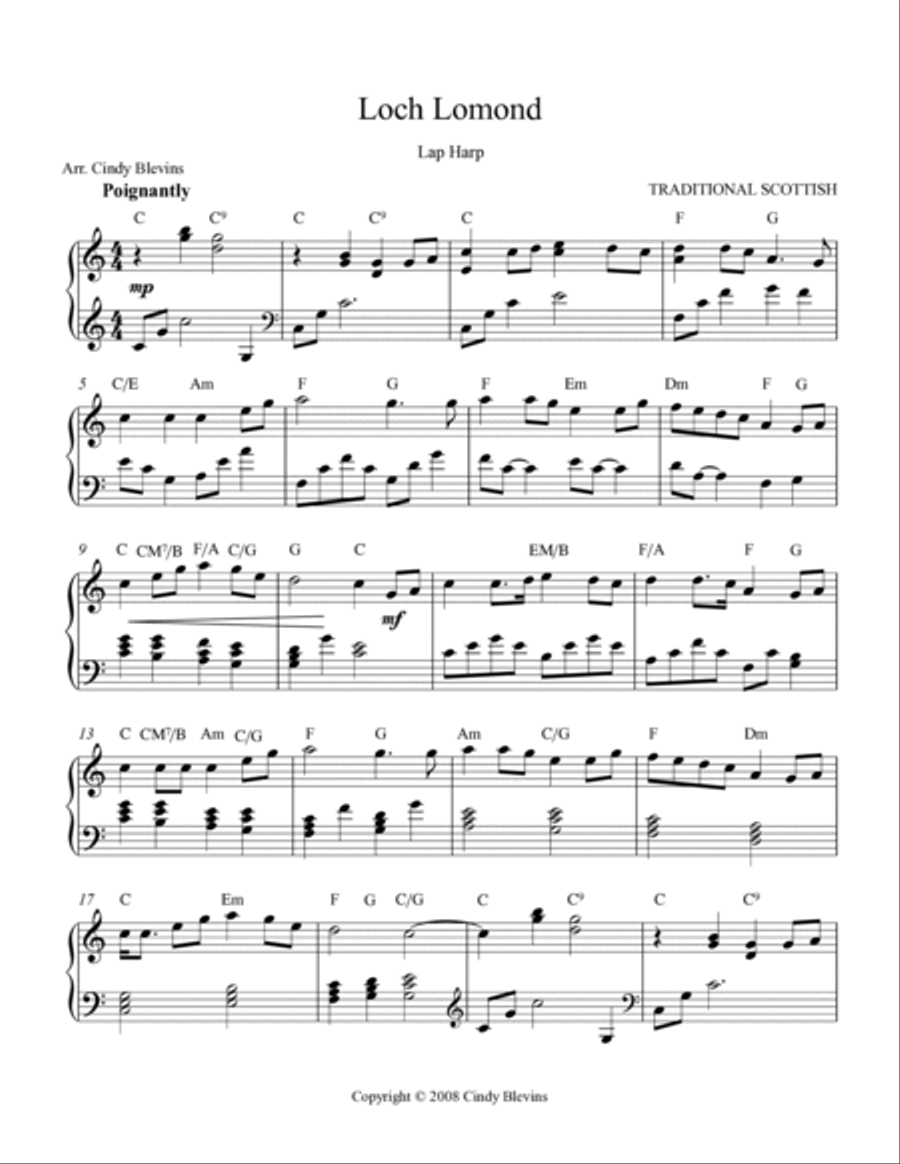 Loch Lomond, for Lap Harp Solo Lap Harp scores gallery preview page 2