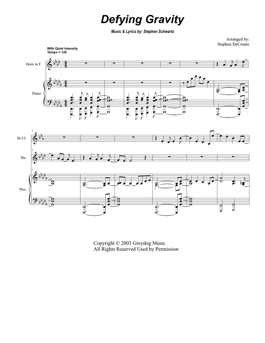 Defying Gravity Woodwind Quintet scores gallery preview page 1