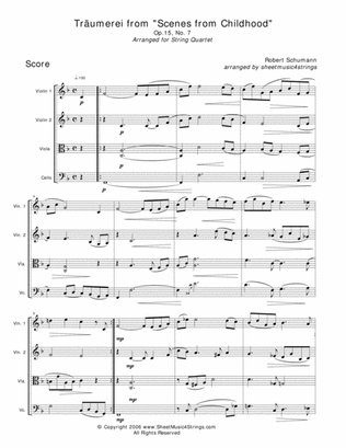 Schumann, R. - Traumerei for String Quartet