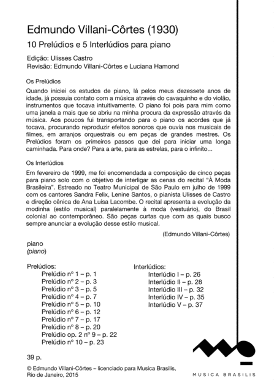 Dez prelúdios e cinco interlúdios para piano Piano Solo scores gallery preview page 2