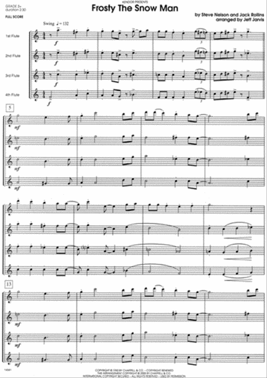 Frosty The Snow Man Frosty The Snow Man Flute Quartet scores gallery preview page 2