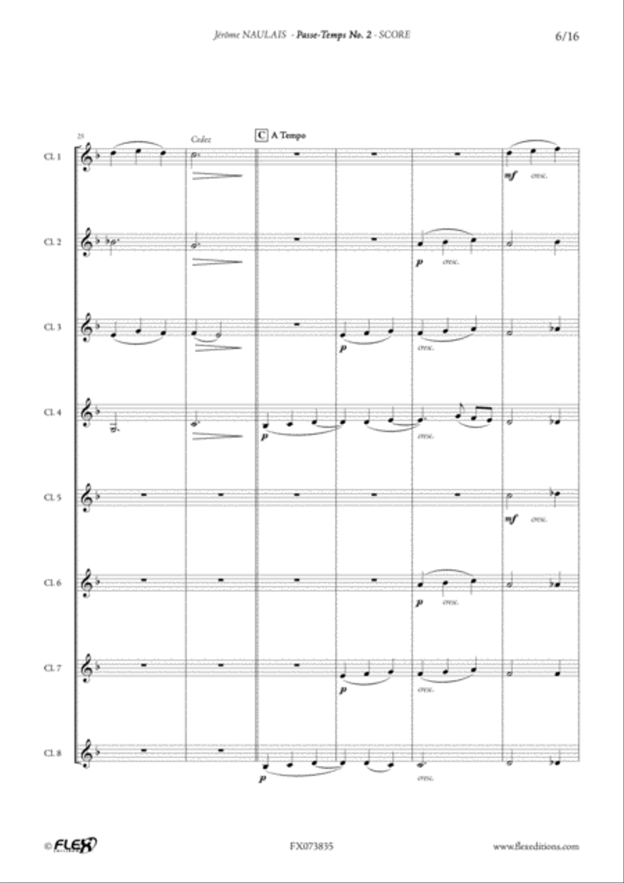 Passe-Temps No. 2 Clarinet Quartet scores gallery preview page 6