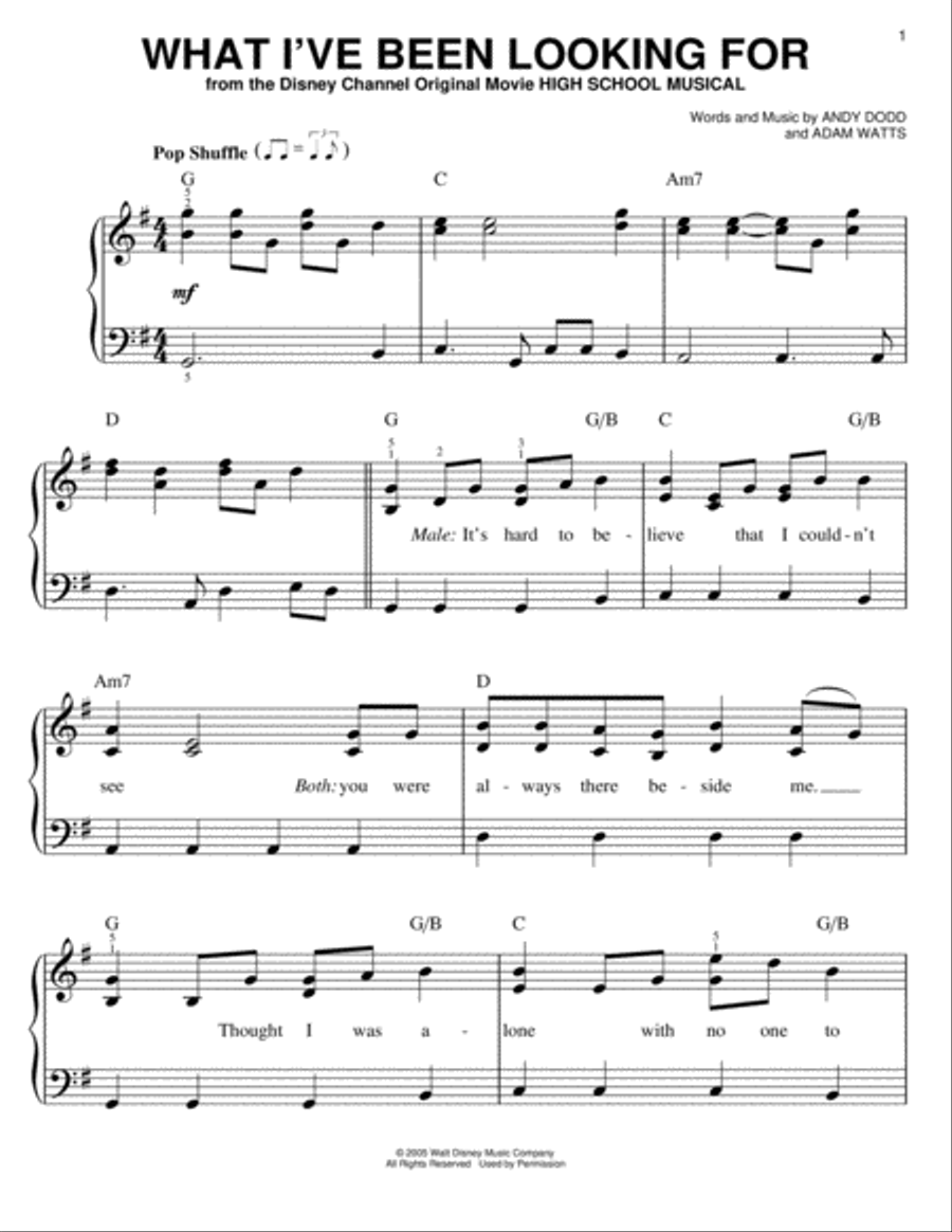 What I've Been Looking For Easy Piano scores gallery preview page 1