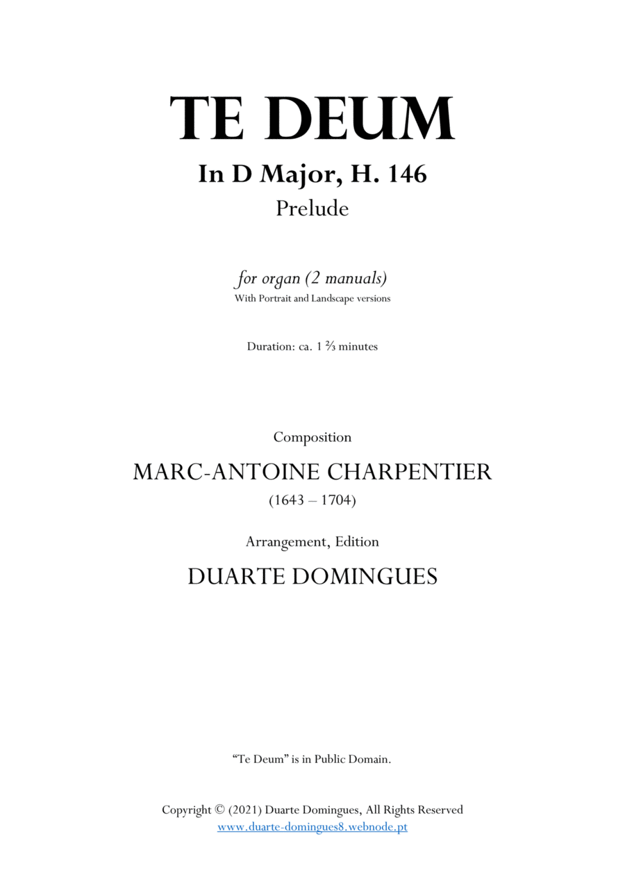 Prelude - Te Deum in D Major, H. 146 Organ Solo scores gallery preview page 1