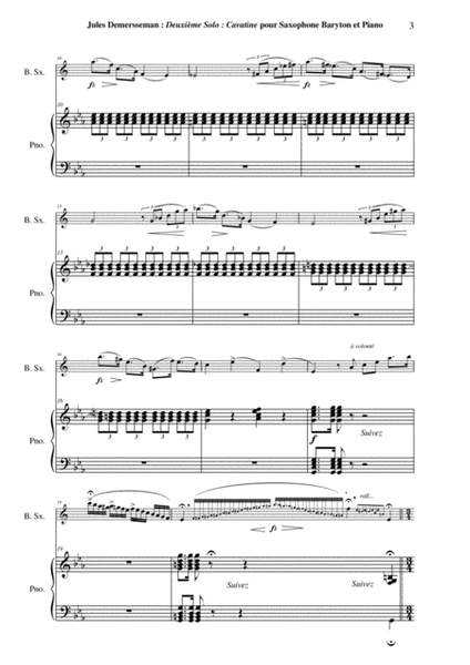 Jules Demersseman : Deuxième Solo : Cavatina for baritone saxophone and piano